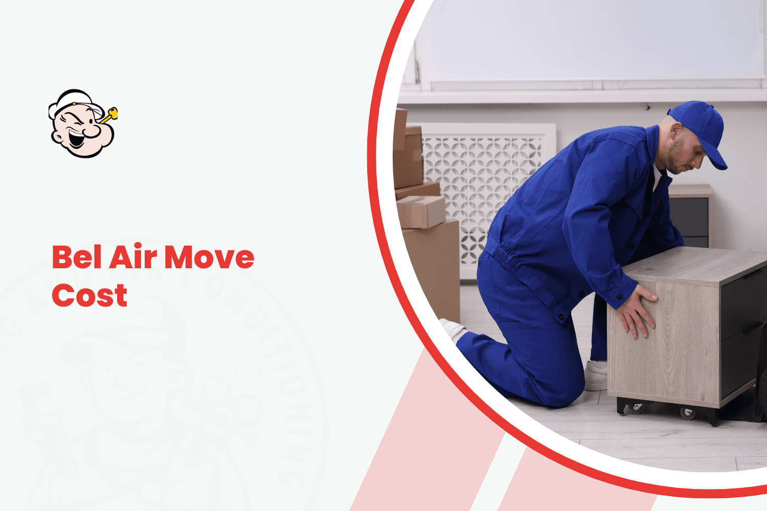 Bel Air mover in blue uniform positioning furniture cabinet during mansion relocation