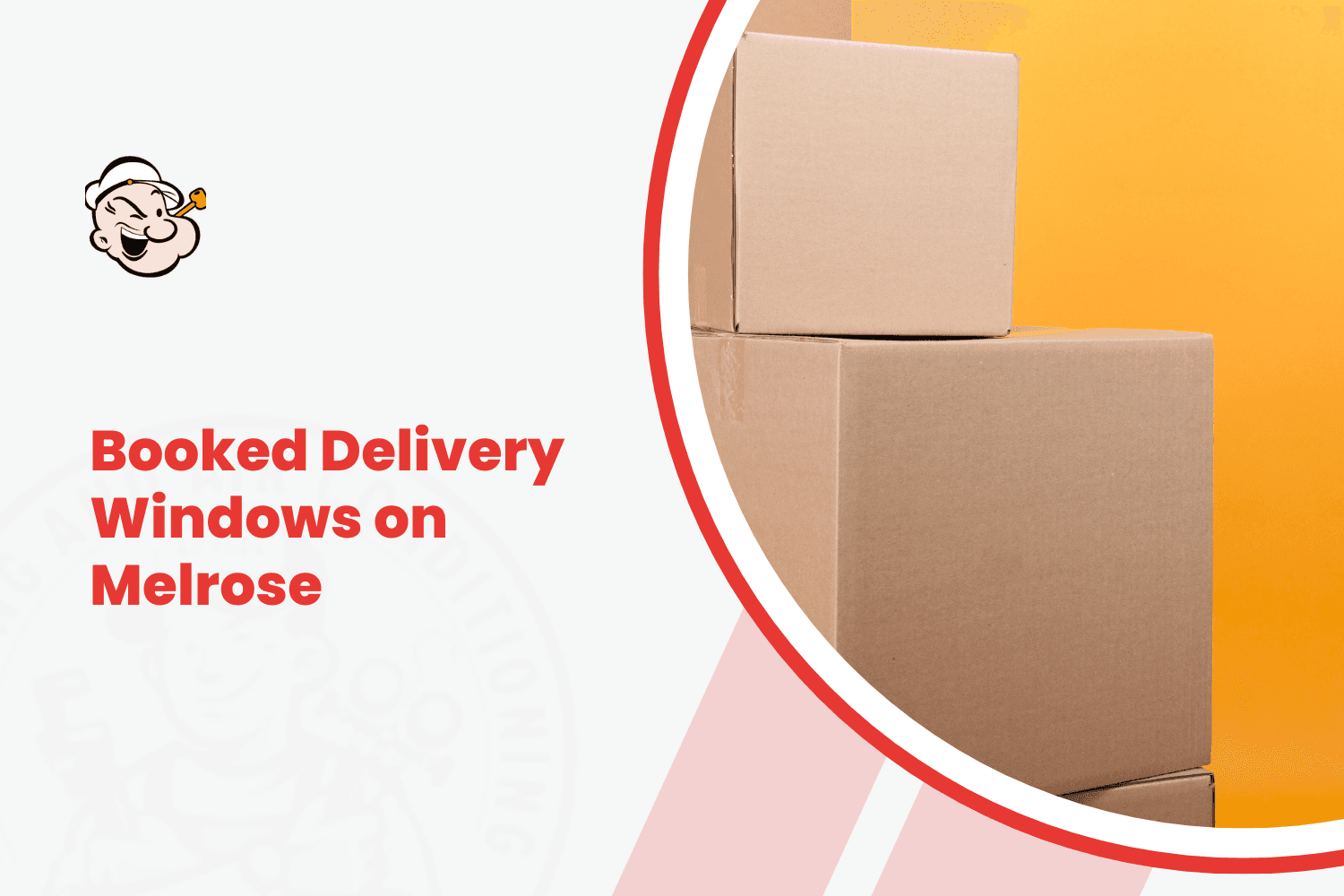 Stacked cardboard delivery boxes against orange background for Melrose commercial storage scheduling