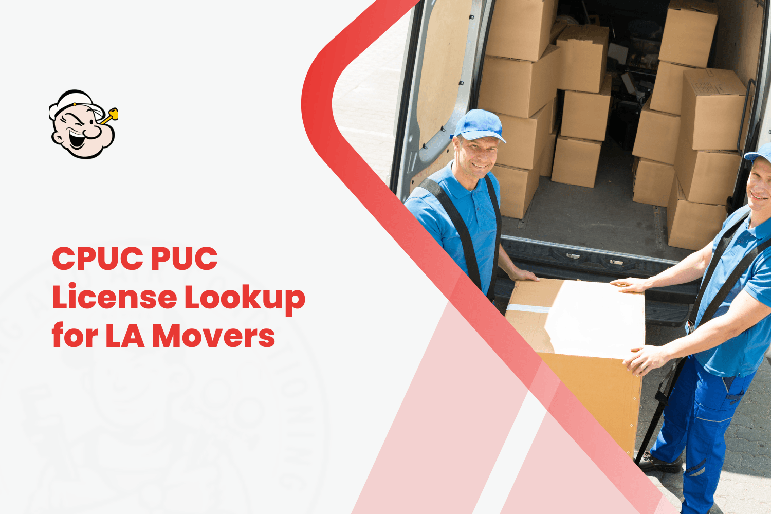 Two movers in blue uniforms unloading cardboard boxes from a moving van