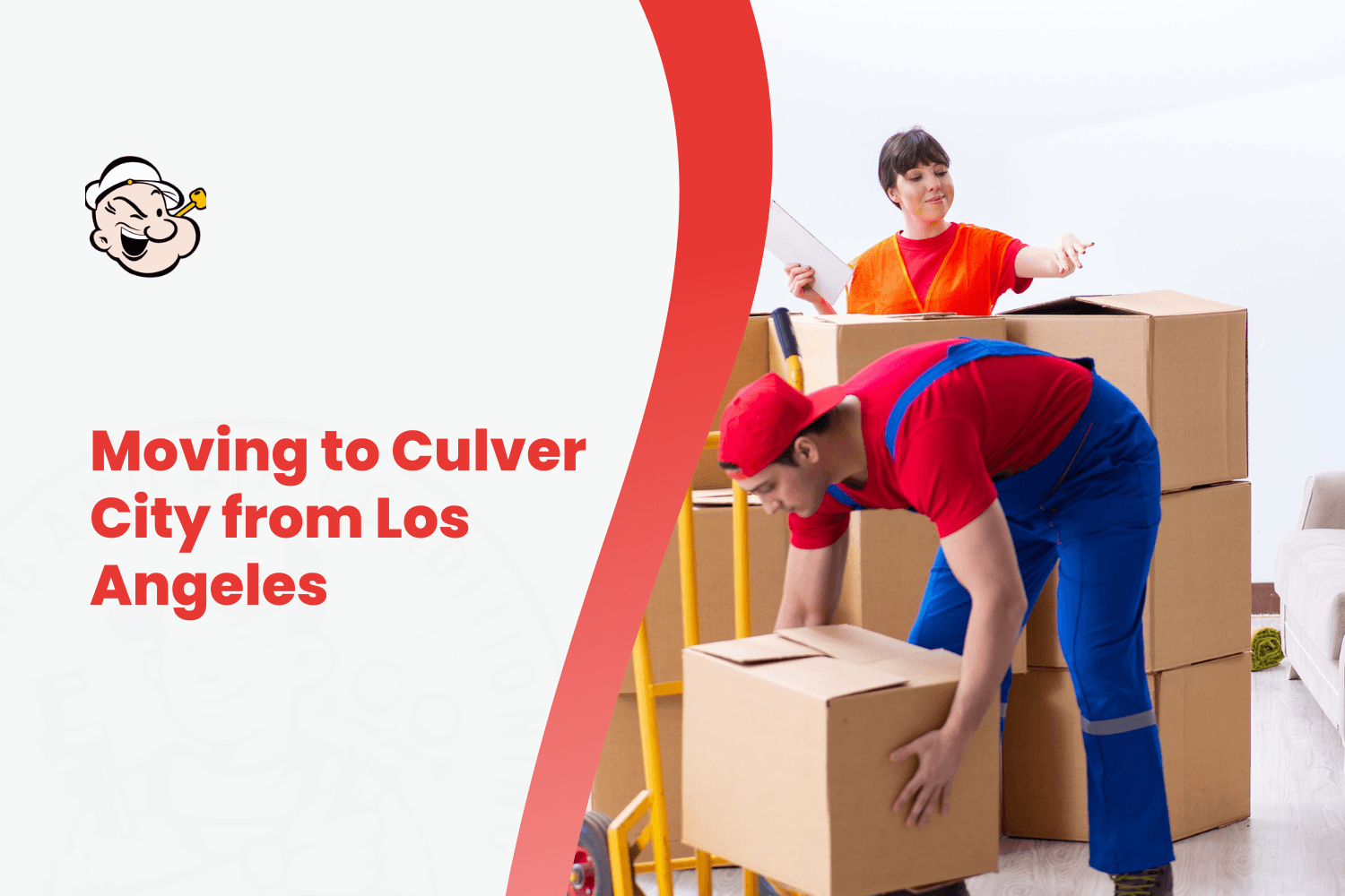 Movers loading cardboard boxes onto dolly when relocating from Los Angeles to Culver City