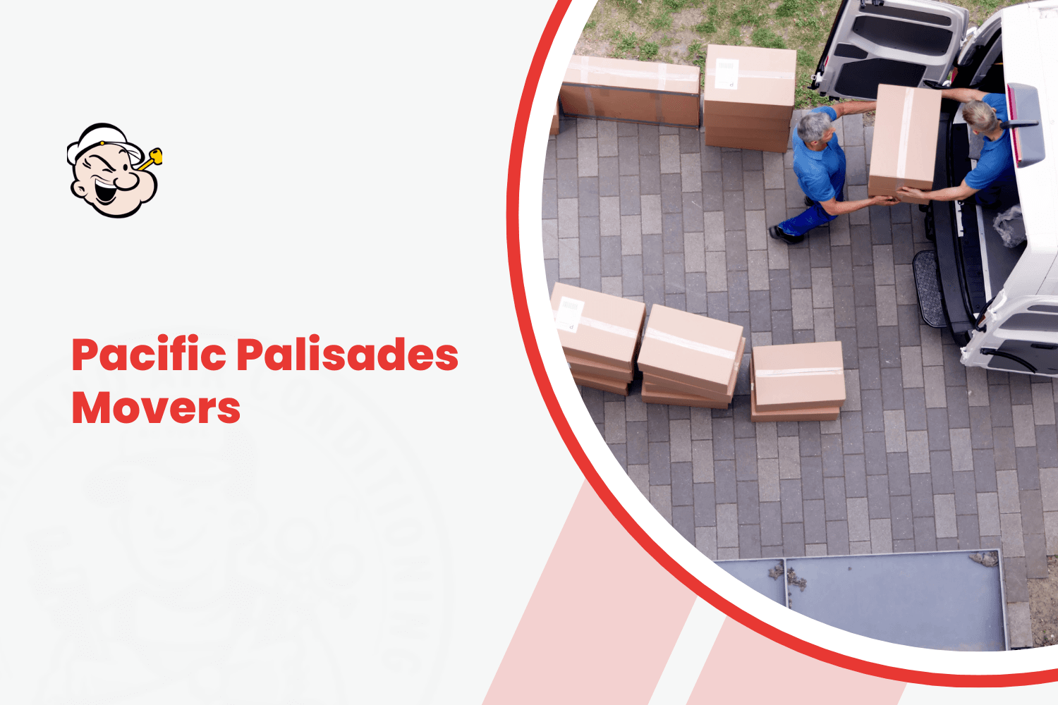 Two professional Pacific Palisades movers loading cardboard boxes into white moving van