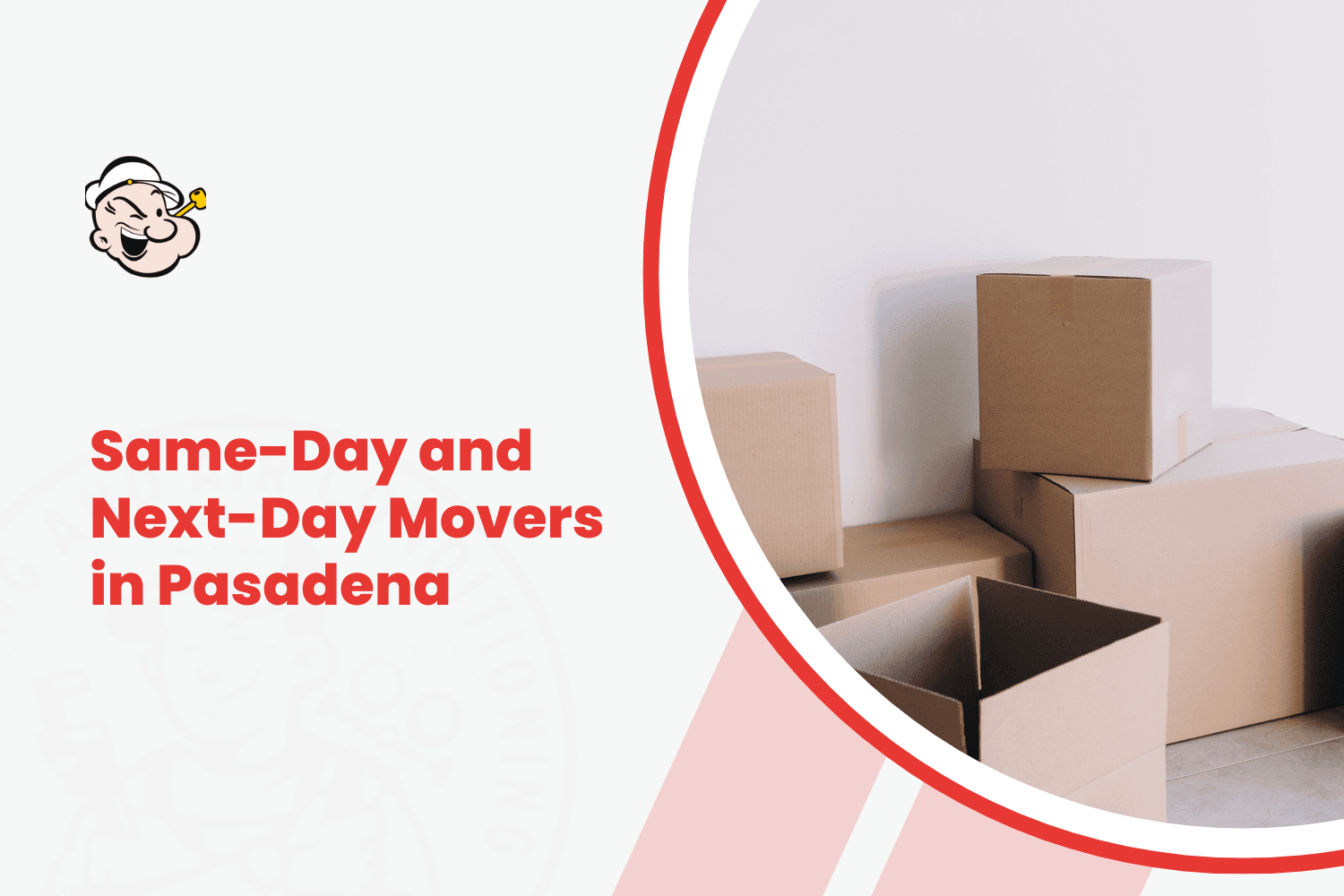 Cardboard moving boxes stacked in empty room for same-day movers in Pasadena