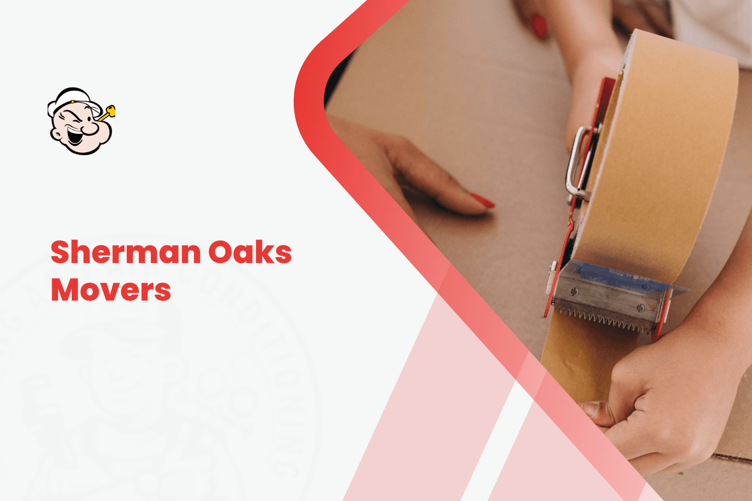 Sherman Oaks movers packing cardboard box with tape dispenser during relocation