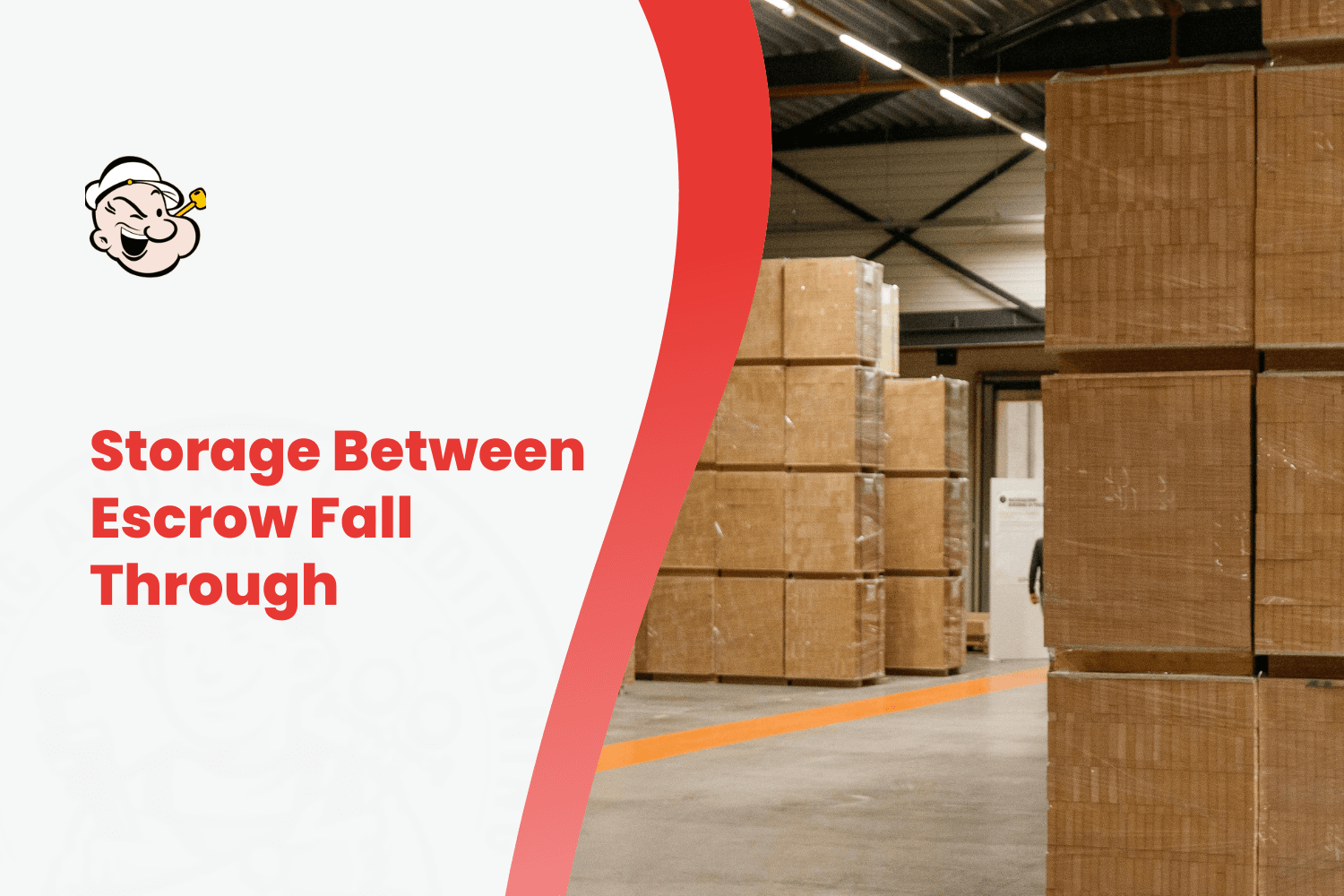 Warehouse storage facility with stacked cardboard boxes during escrow fall-through moving transition