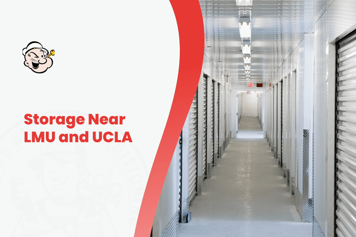 Clean indoor self-storage unit hallway with metal roll-up doors near LMU and UCLA