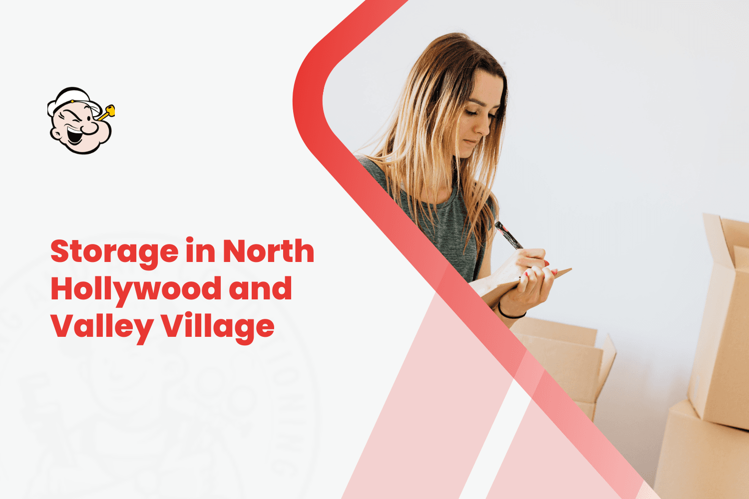 Woman writing notes on cardboard moving box for North Hollywood storage services